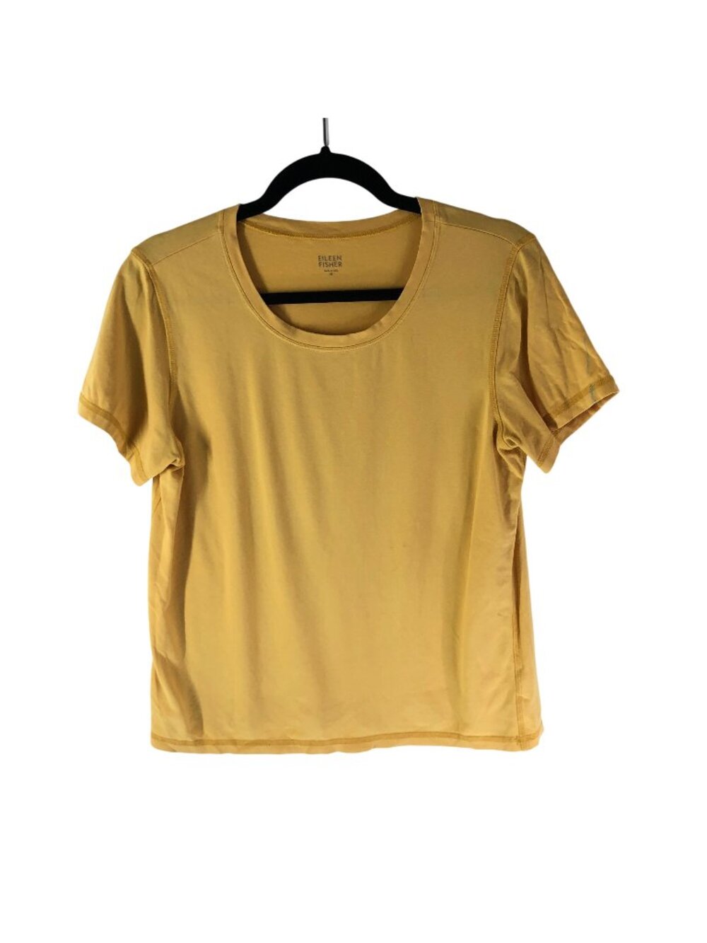 Eileen Fisher Womens Yellow Organic Cotton Short Sleeve T-Shirt Size M Capsule